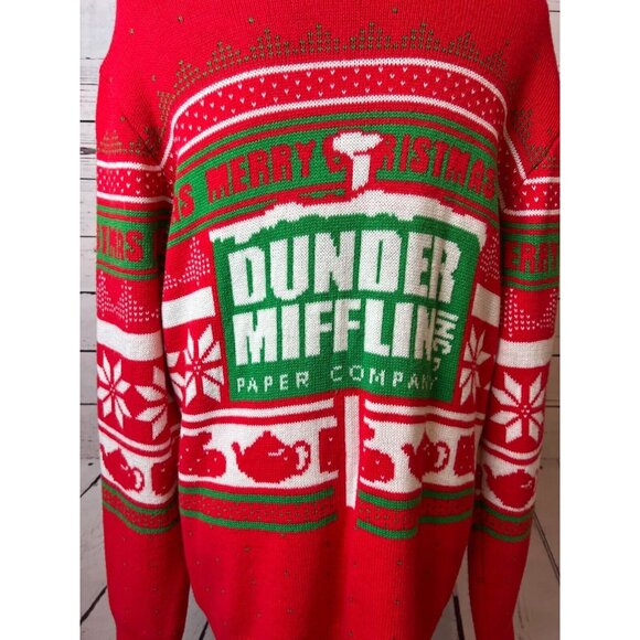 The Office Ugly Christmas Sweater Pullover Party Large Knit‎ Paper Company Adult - Picture 7 of 9
